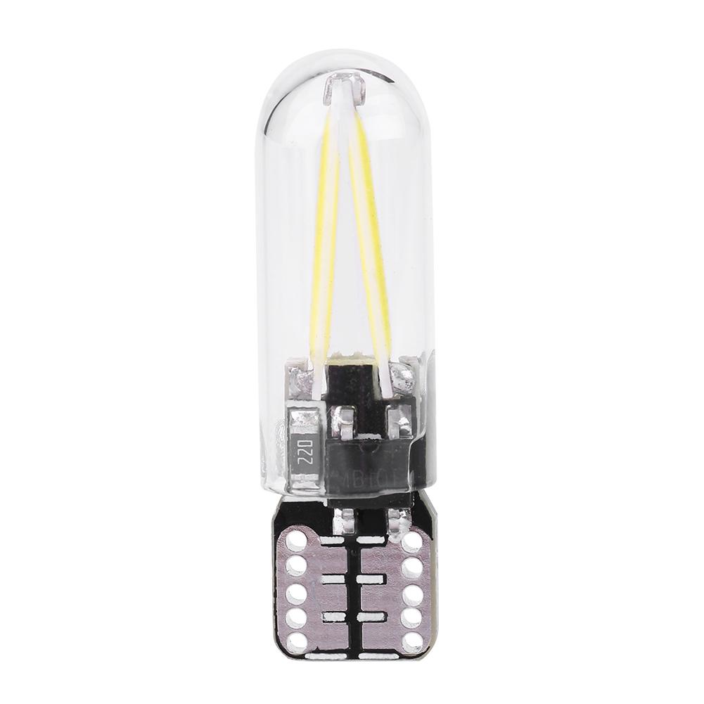 10st 12V W5W T10 194 Glas COB Filament LED Bil Läsning DRL Bagage LED-lampa Vitt Ljus