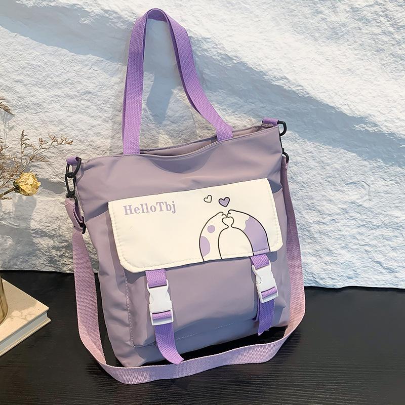 College Student Canvas Bag Women New Fashion Commuter Handbag Women Ins High School Students One-shoulder Tutoring Bag