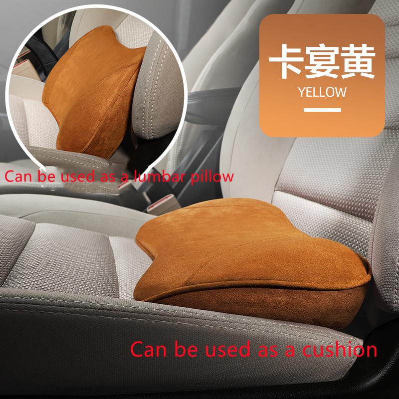 2-in-1 Car Seat Booster Universal Driver Memory Foam Lumbar Pillow Suede Seat Heightened Inclined Cushion Car