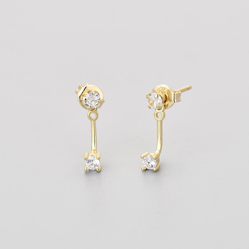 Elegant Back Hanging Small Diamond Stud Earrings For Women Exquisite Niche Temperament Jewelry