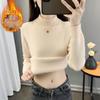 2025 Autumn/Winter Women's Plus Size Knit Fleece Sweater Dress: Slimming, Warm, Stylish Inner Layer