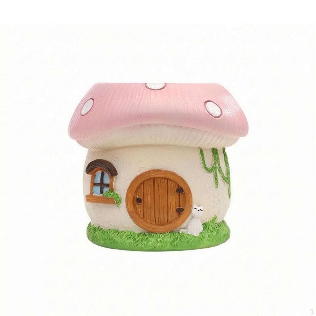 Mushroom House Planter Whimsical Resin Fairy Garden Ornament for Gardeners,