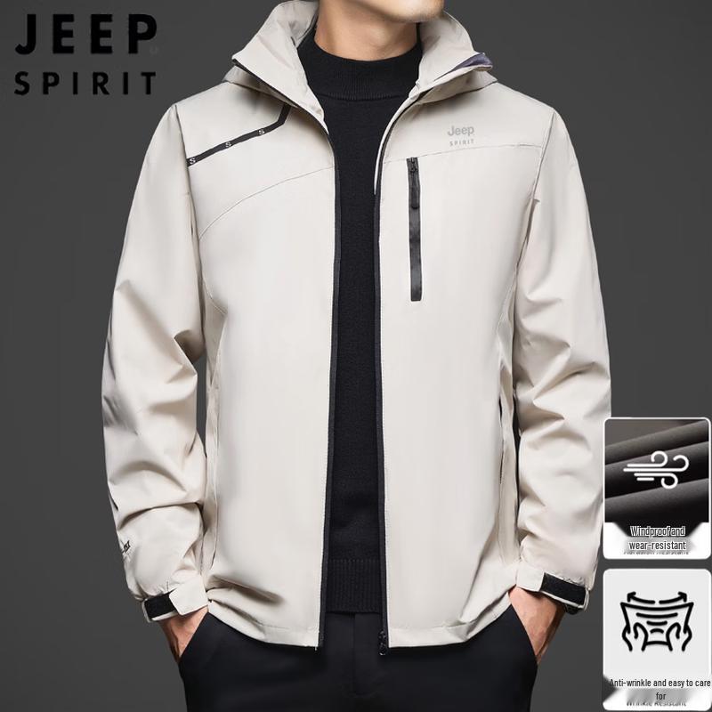 JEEP SPIRIT Men s Hooded Multi-pocket Outdoor Windproof Jacket 3XL