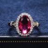 Huitan Anelli da Donna a Forma Ovale Grande con Zirconia Cubica Rosso Rosa Gioielli di Lusso per Donna per Feste Miglior Regalo per la Mamma Anelli Brillanti con CZ