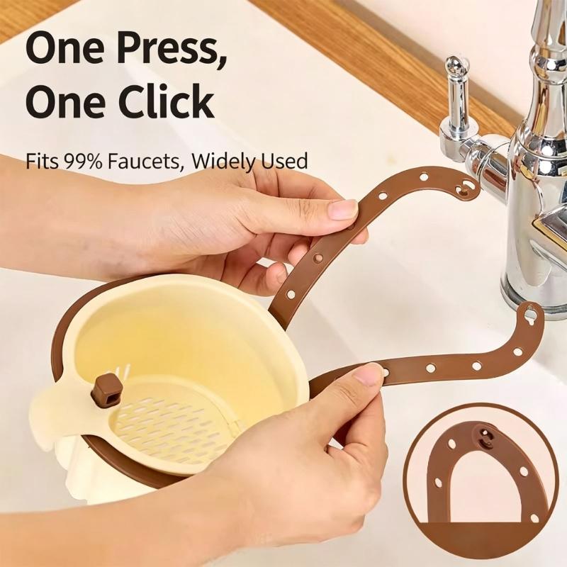 Sink Side Hanging Basket Set, 2 Piece Produce Wash Basket with Several Hole Hanger for Utensils, Cloths, and Home Cooking
