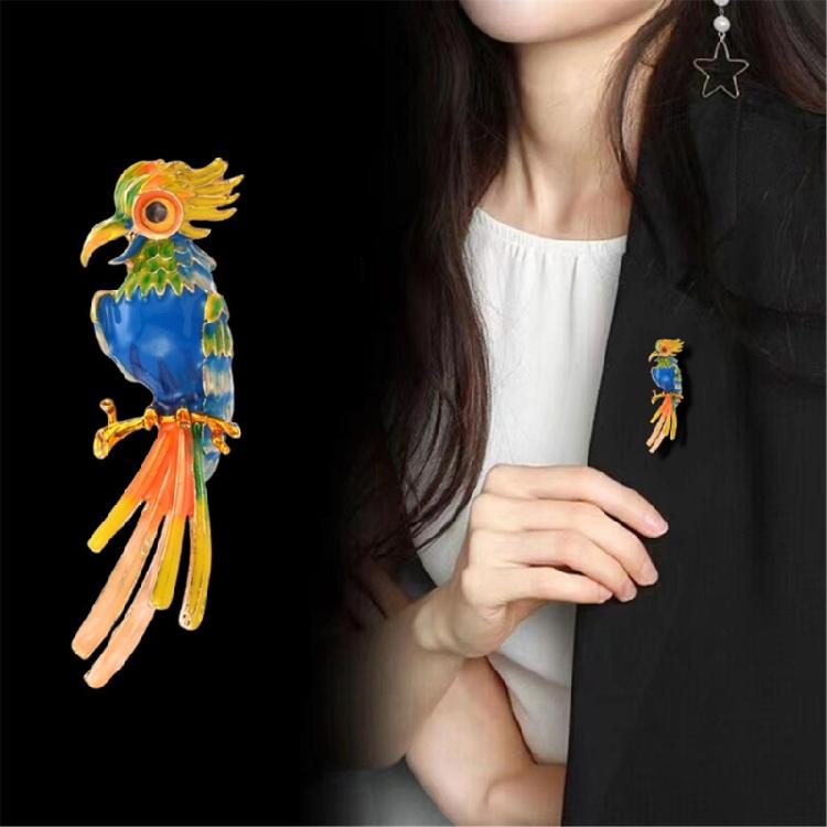 Eye Catching Sophisticated Alloy Parrot Pin Portable Jewelry Accessory for Themed Event Stylish Outfits Casual Wear