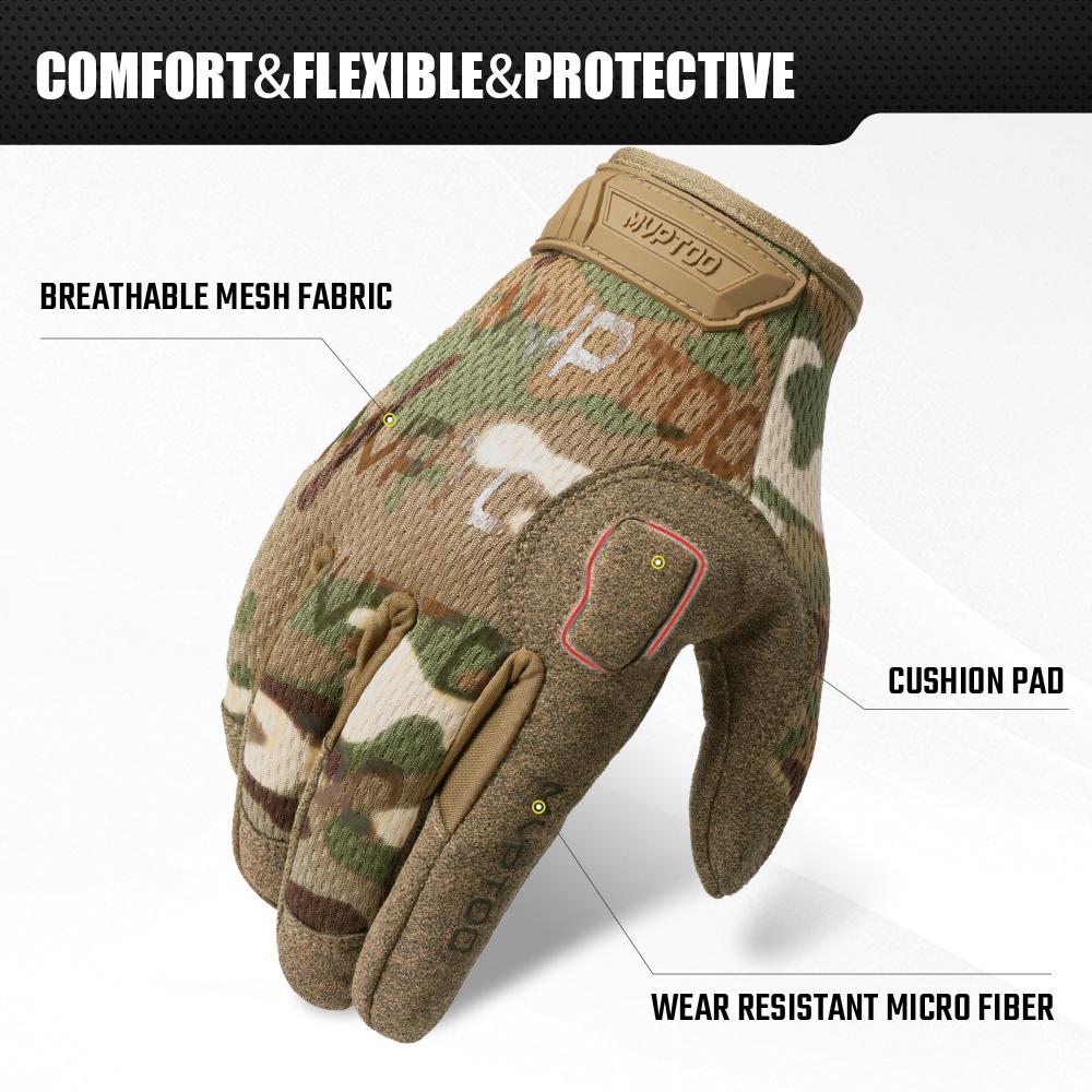 Gants à Doigts Entiers Écran Tactile Respirants Paintball Airsoft Tir Randonnée Sport de Combat Chasse Vélo Équipement de Travail Hommes