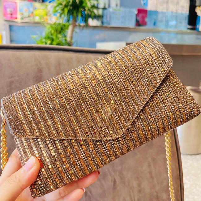 2024 Rhinestone Chain Mini Shoulder Crossbody Bag - Trendy Handheld Party Bag for Women