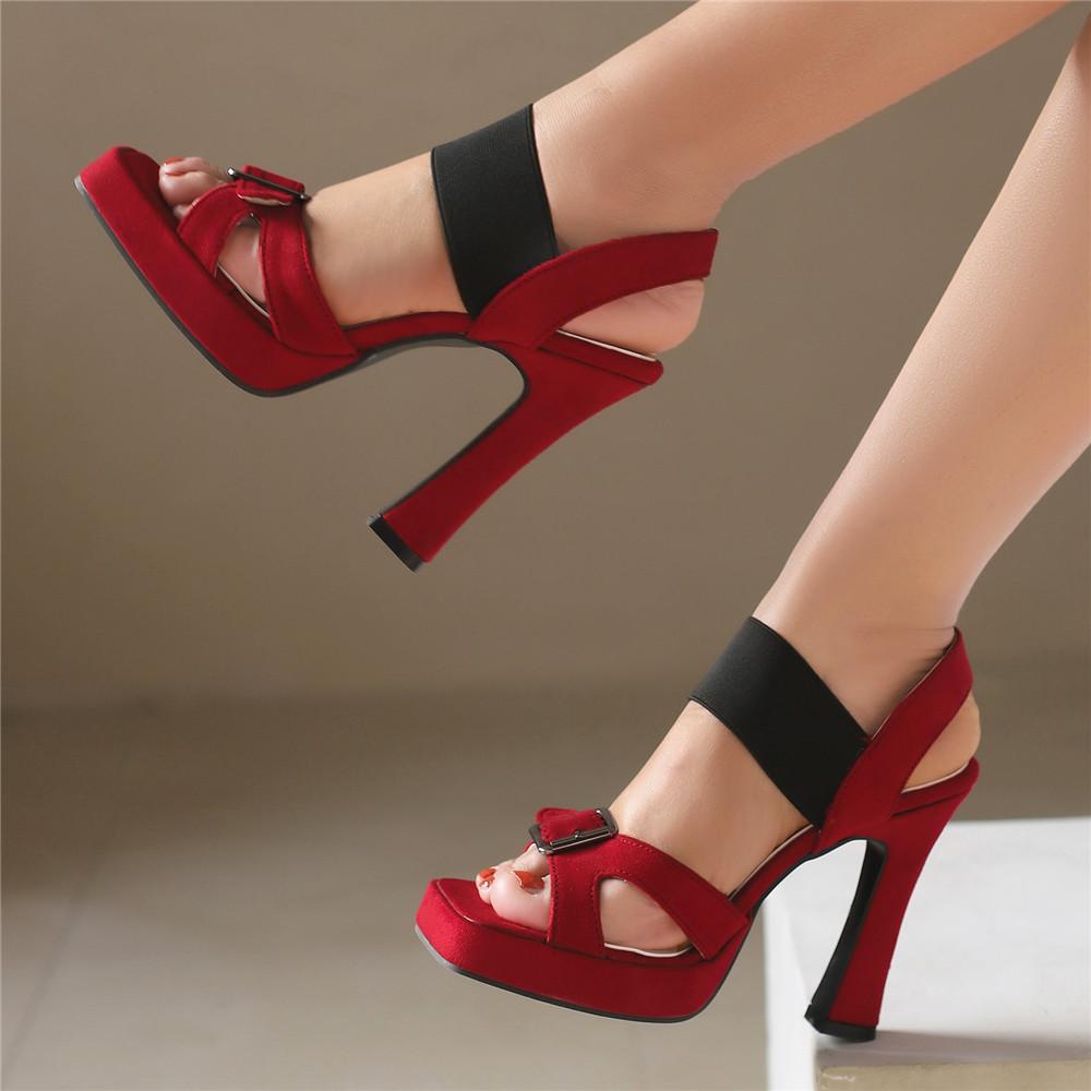 Fashion 2025 Summer New Platform Sandals Women Shoes Thick Heels Sandals High Heels Suede Fashion Ladies Sandalias De Mujer Size 32-46