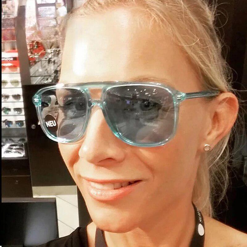 Unisex Big Frame Sunglasses Square Sunglasses Euramerican Double Nose Bridge Transparent Glasses for