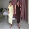 2025 Autumn V-Neck Sleeveless Halter Backless Dress for Women