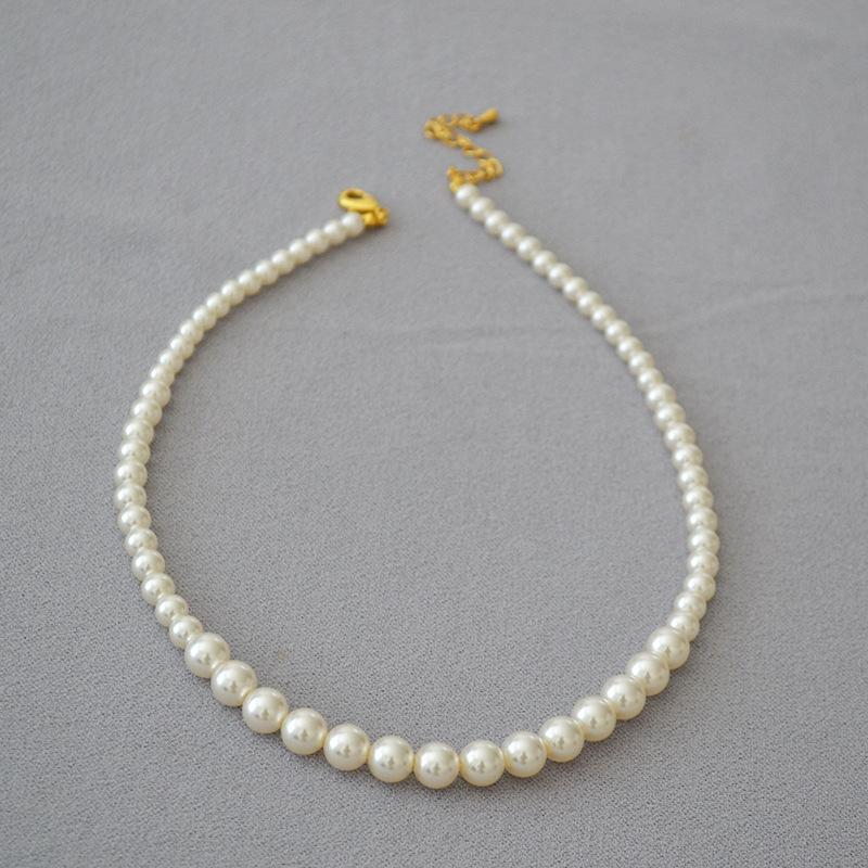 Spring and summer new Korean version small fragrance gradually change the size imitation pearl fashion celebrity temperament necklace collarbone chain