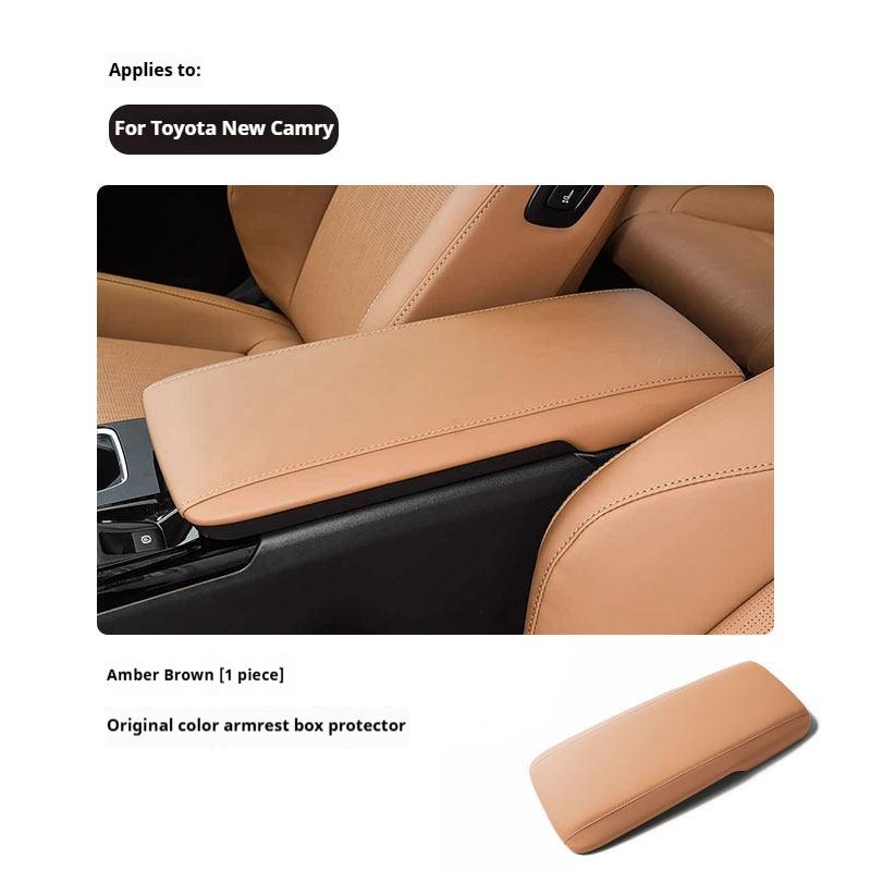 

For Toyota Camry 2024-2026 Leather Armrest Box Cover Protector Non-Slip Mat Car Interior Accessories коричневий