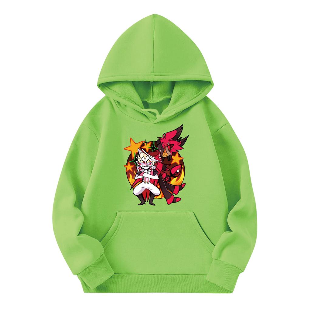 Child Fashion Lightweight Long Sleeve Pullover With Pockets Print Hoodie