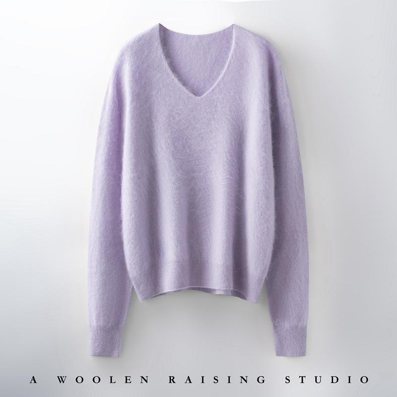 Women's Trendy Cashmere Wool V-neck Long Sleeve Sweater - 2025 Autumn/Winter Collection