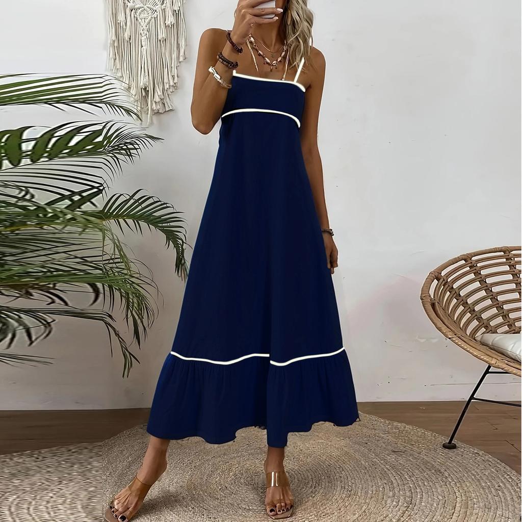 Women's Casual Sleeveless Sundress Plain Long Summer Beach Maxi Dress