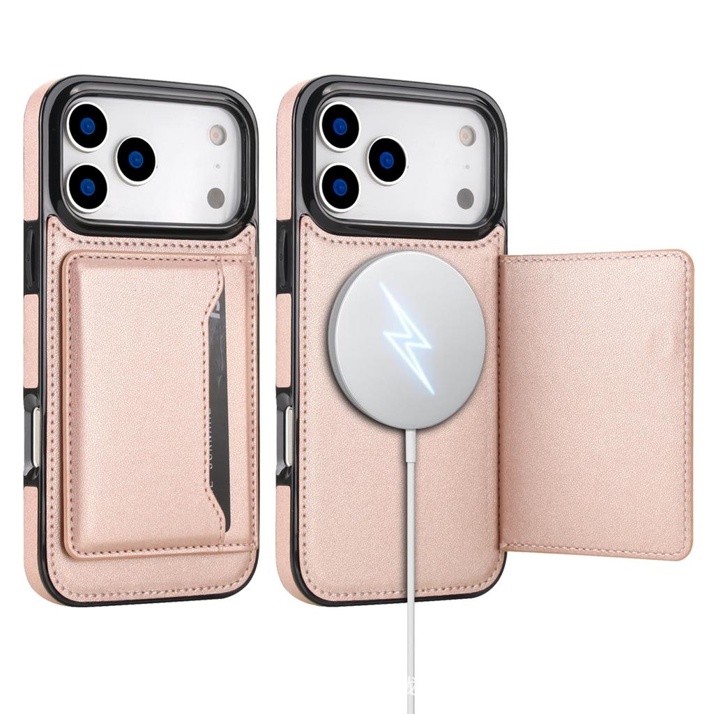 Applicable to iPhone16 mobile phone case Samsung S25 car magnetic suction bracket insert card sticker leather anti-drop protective case Google 9