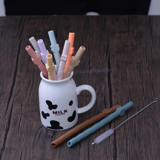 10Pcs Colorful Silicone Straws Reusable Easy To Clean BPA-free Food Grade Dishwasher Safe Straight Straws