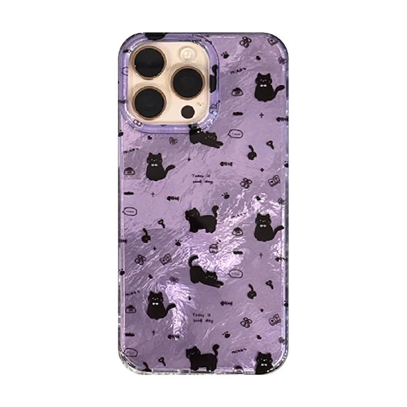 

Ins Cute Girl Flower Purple Full Screen Cat Phone Case for Xiaomi Redmi Note 14 13 12 11 10 9 8 7 Pro Plus 4G 5G Feather Texture Redmi Note 10 4G