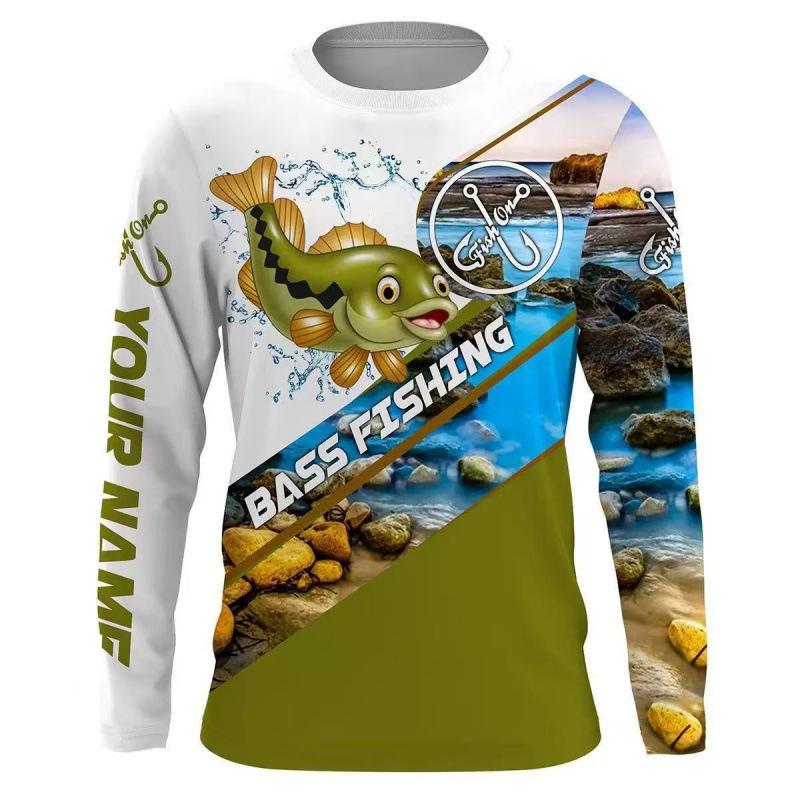 Fishing Series 3D Digital Printed Men's Street Trendy Round Neck Long Sleeve T-shirt