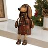 Figurka jezevčíka z pryskyřice Vánoční Vintage kostkovaný šátek Stolní Domácí Sváteční Dekorace Ozdoba