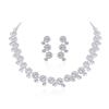 Luxury geometric super flash rhinestone necklace earrings set women's temperament fashion zircon collarbone chain jewelry