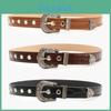 Ladies Vintage Pu Leather Belt With Silver Alloy Buckle For Fashion And Daily Use