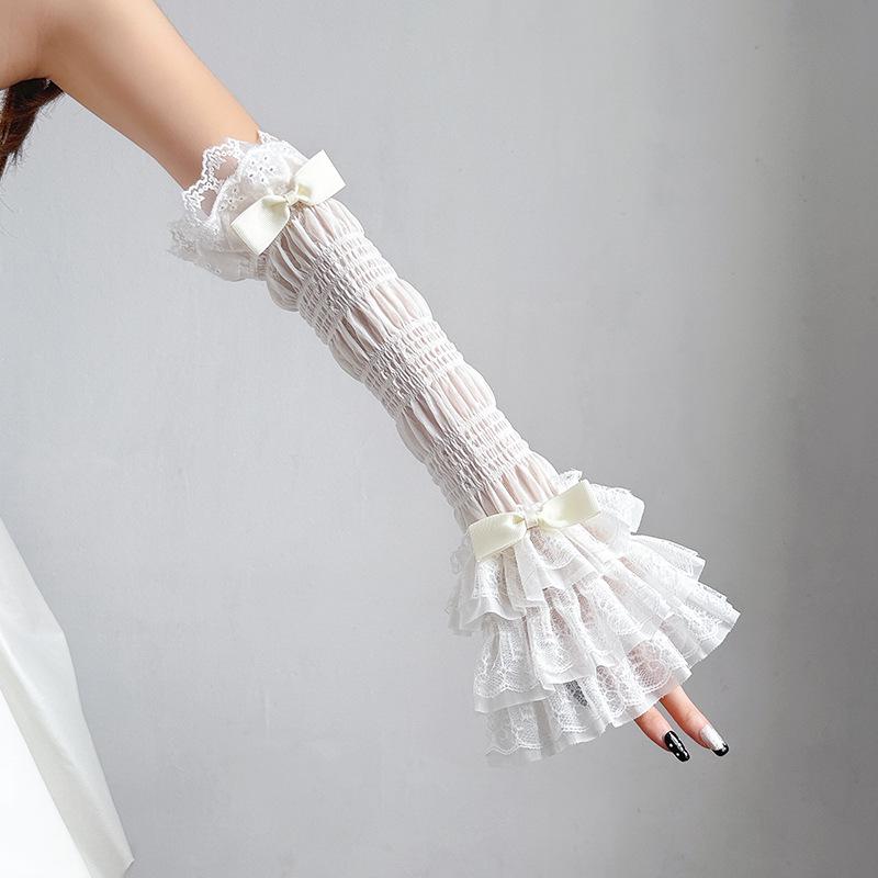 2026 Summer Bow Lace Sleeve Sun Protection Y2K Korean Ballet Style One Size