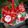1pc Christmas Santa Claus Canvas Tote Bag Reusable Xmas Handbag Lovely Red New Year Gift Party Supply