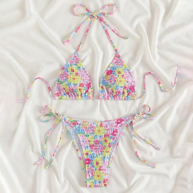 

Женский летний комплект бикини с цветочным принтом, пляжный сексуальный купальник M