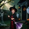 Halloween Witch Broom Costume Toy Cosplay Props Pretend Play Accessories for Haunted House Trick-or-Treat Children Boys Girls