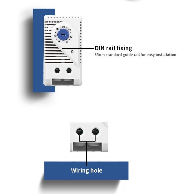 Mechanical Thermostat, KTS011 0-60°C Adjustable Compact Normally Open/Closed Temperature Controller Switch 1pc(KTS011)
