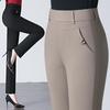 Women's Cotton-Blend Stretch Slimming Pants - Plus Size, Straight-Leg, Spring/Autumn 2025