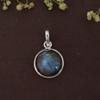 Labradorite Pendant Round Cabochon Solid 925 Sterling Silver Gemstone Pendant without Chain Jewelry For Women or Girls - 2.45 Gms