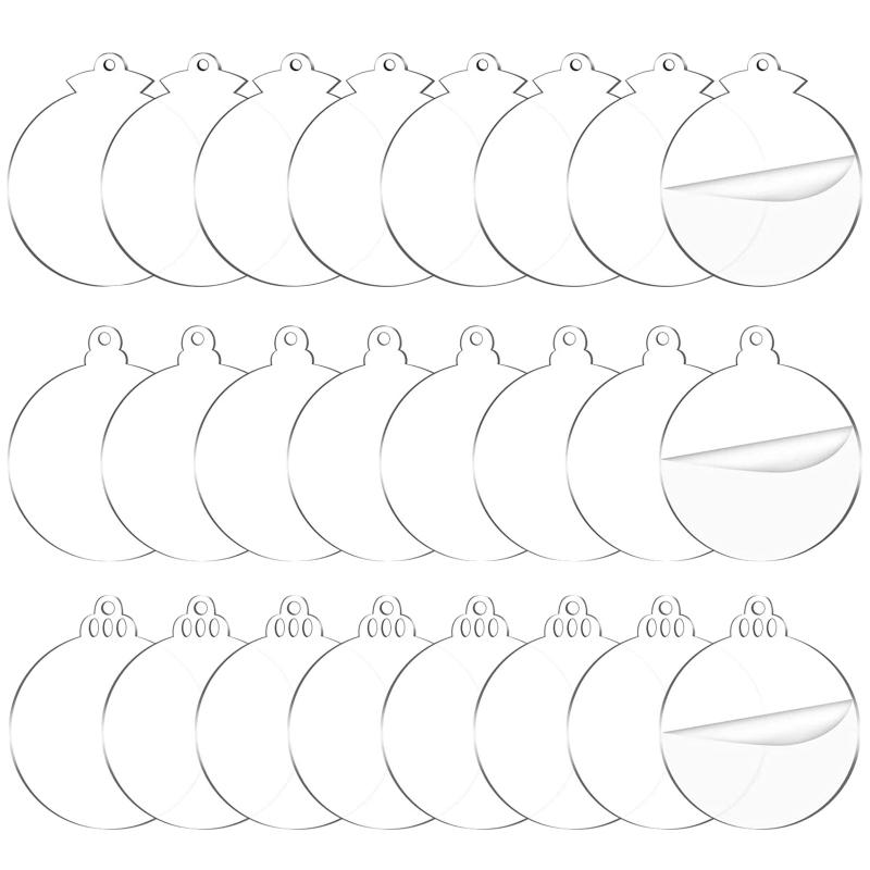 3.5" Clear Acrylic Christmas Ornament,Blank Christmas Bauble Tree Decoration Stocking Name Tag,Holiday Tags,Gift Tag