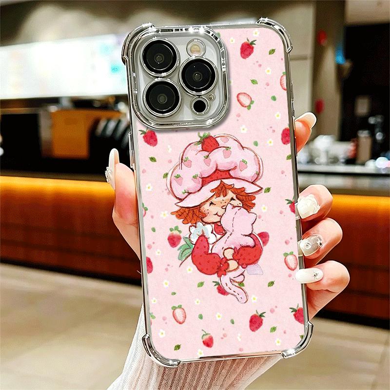 Strawberry Sh-SHortcake Soft Phone Case For iPhone 15 16 17 Air 14 Pro Max 16E Plus 13 12 Mini Plating Anti-Fall Fundas