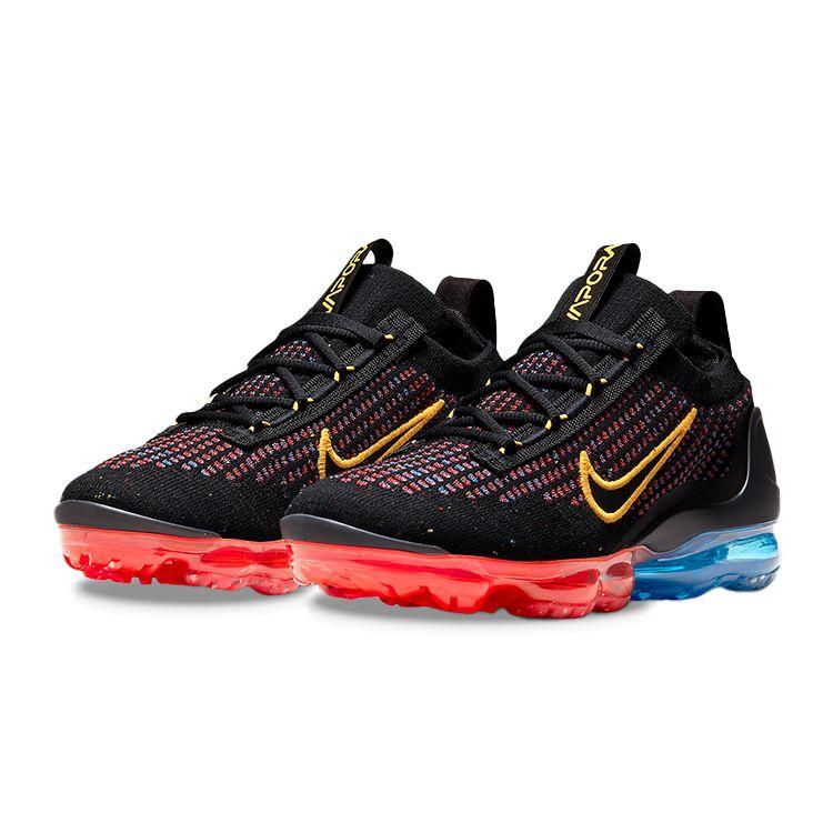 Nike Air VaporMax 2021 Flyknit GS Black Multi Kids Sneakers Photo-Blue Bright-Crimson University-Gold DV2198-001