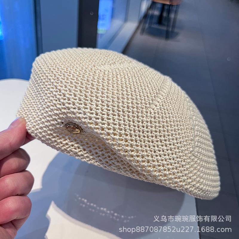 Beret women's summer simple small standard casual thin breathable painter hat trendy round face showing small face out of the street bud hat
