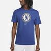 Nike Chelsea Fc Crest Logo Letter Pattern Printed Round Neck Short Sleeve T-Shirt Men T-Shirts Blue DJ1304-495