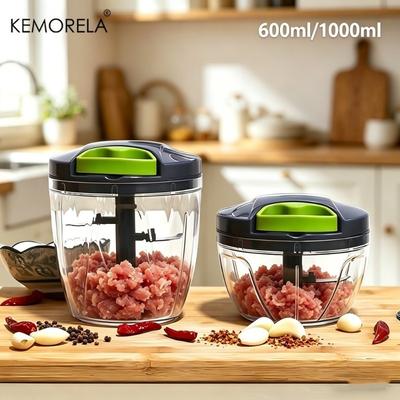 600/1000ml Manueller Lebensmittelzerkleinerer Handzug-Schnur Gemüseschneider Zwiebeln Knoblauch Zerkleinerer Früchte Kräuter Nüsse Küchen-Lebensmittelprozessor