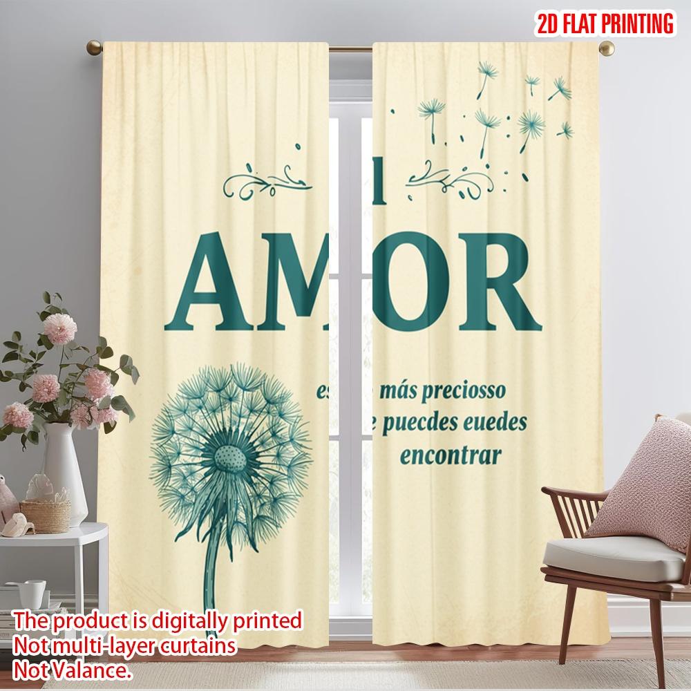 

2pcs 2D flat printing Scene Curtains Dandelion Love Precious Find 100% Polyester Fabric Without Electricity 0 Use for Holiday 52.50×116.00 CM 2pcs