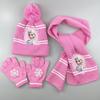 Princess Snowflake Knit Hat, Scarf, and Gloves Set for Girls – Winter Warmth with Cartoon Design
