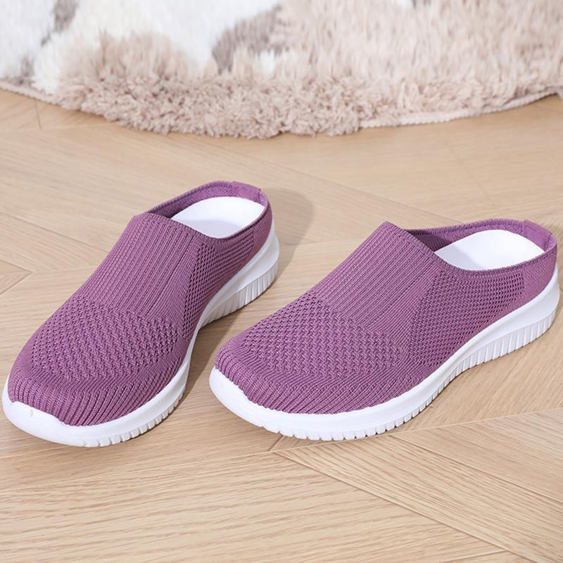 Leisure Ladies Single Shoes Middle-aged and Elderly Soft Bottom Baotou Half Slippers