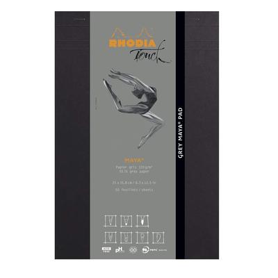 Rhodia Touch Sketchbook Drawing Paper, Maya Pad Gray A4+ (Gray Paper, Plain, 120g, 50 Sheets) RHODIA Touch Cf116108
