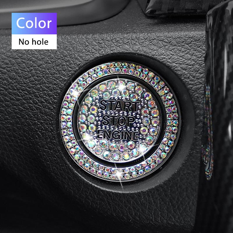 

2Pcs/set Car Start Switch Button Auto Decorative Diamond Stickers Rhinestone Ring Circle Trims Protective Cover Car Accessories