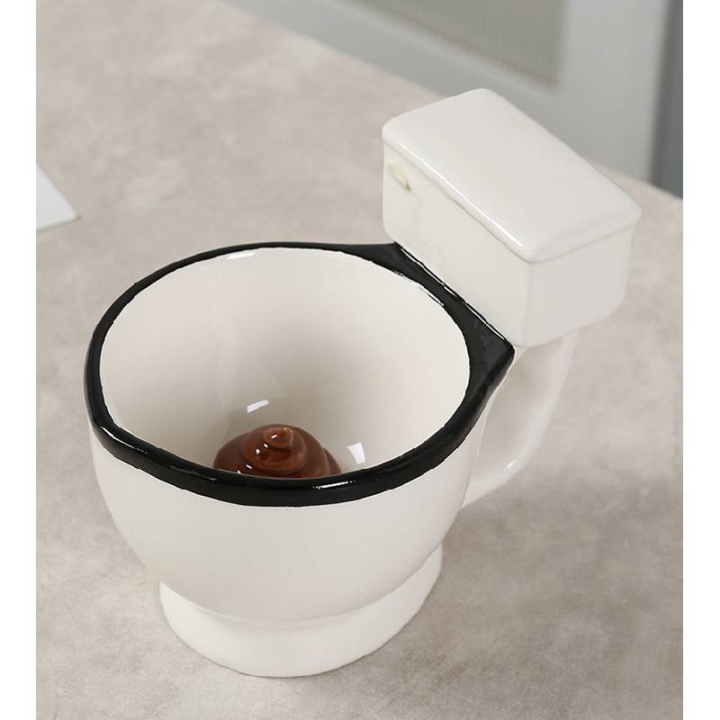 Tazza in Ceramica Creativa per WC con Manico per Uso in Ufficio Regalo Originale