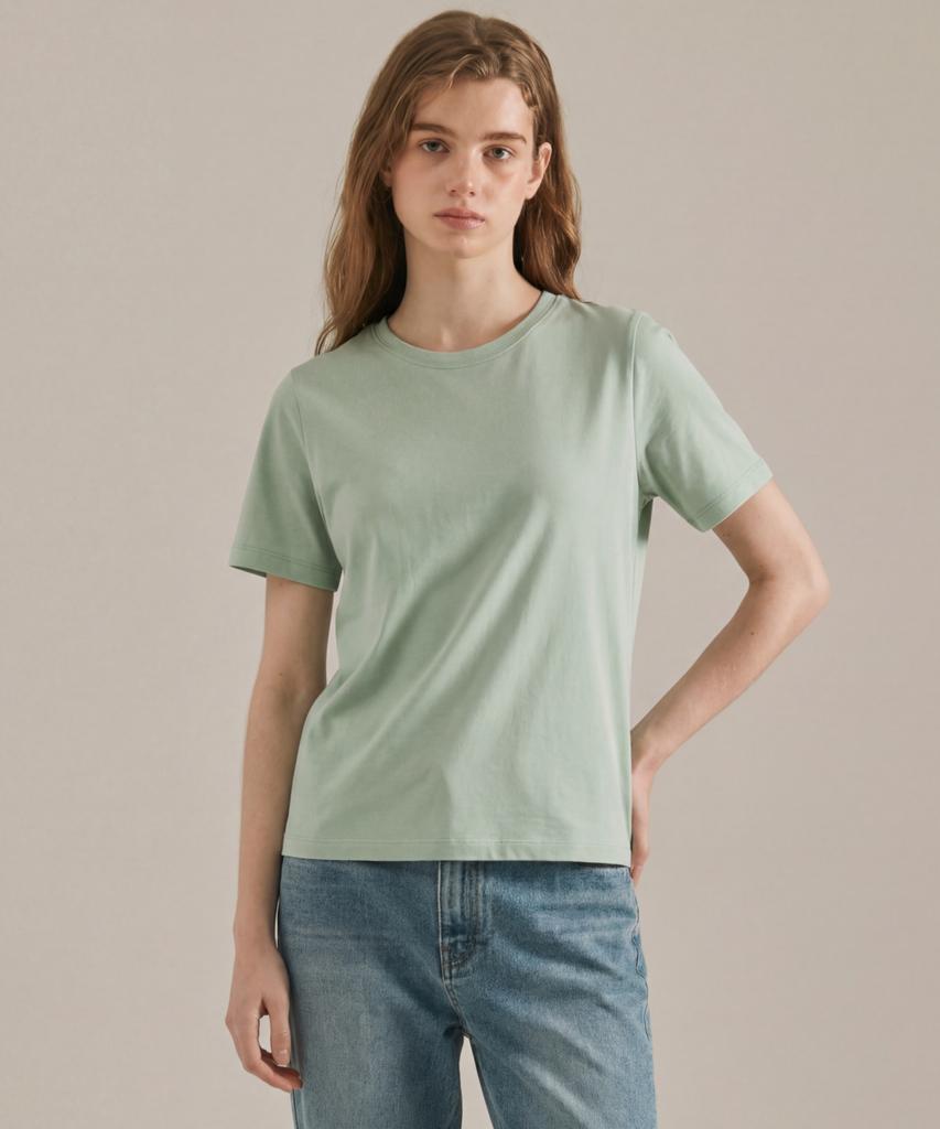 BASIC HOUSE Women'S Premium 40-Count Round Neck Short Sleeve T-Shirt Mint Lats0211