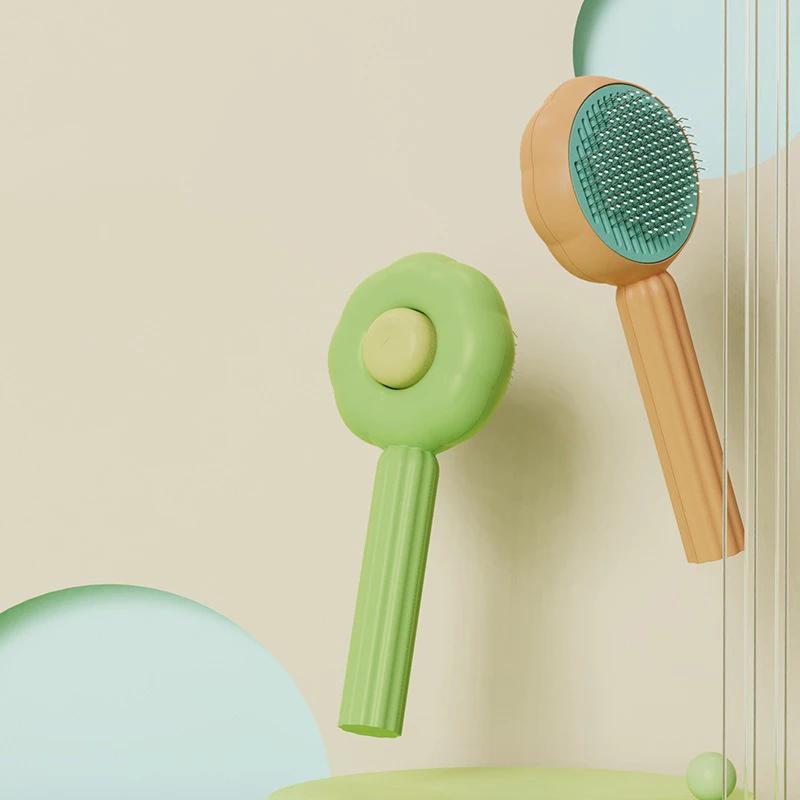 Comfortable Cat Hair Removal Brush One Click Hair Removal Pet Cat Brush Dog Hair Cleaning Brush Cat Hair Beauty Supplies