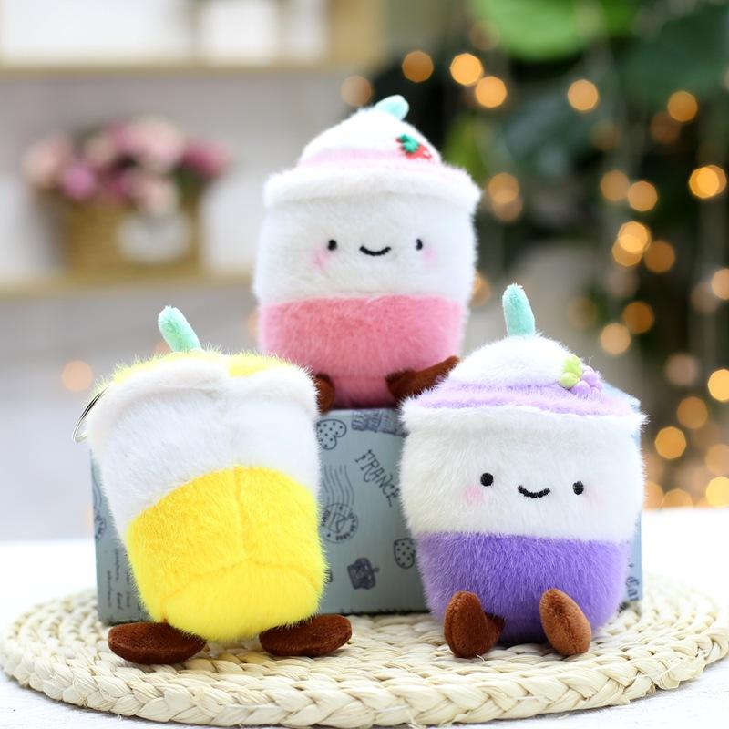 New Cute Milk Tea Cup Plush Pendant Toys Doll Children's Schoolbag Bag Hanging Ornaments Doll Keychain Small Doll