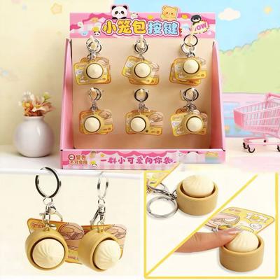 Steamed Bun Keychain Squeeze Toy with Sound Cute PVC Fidget for Stress Relief Portable Decompression Gadget for Kids Adults